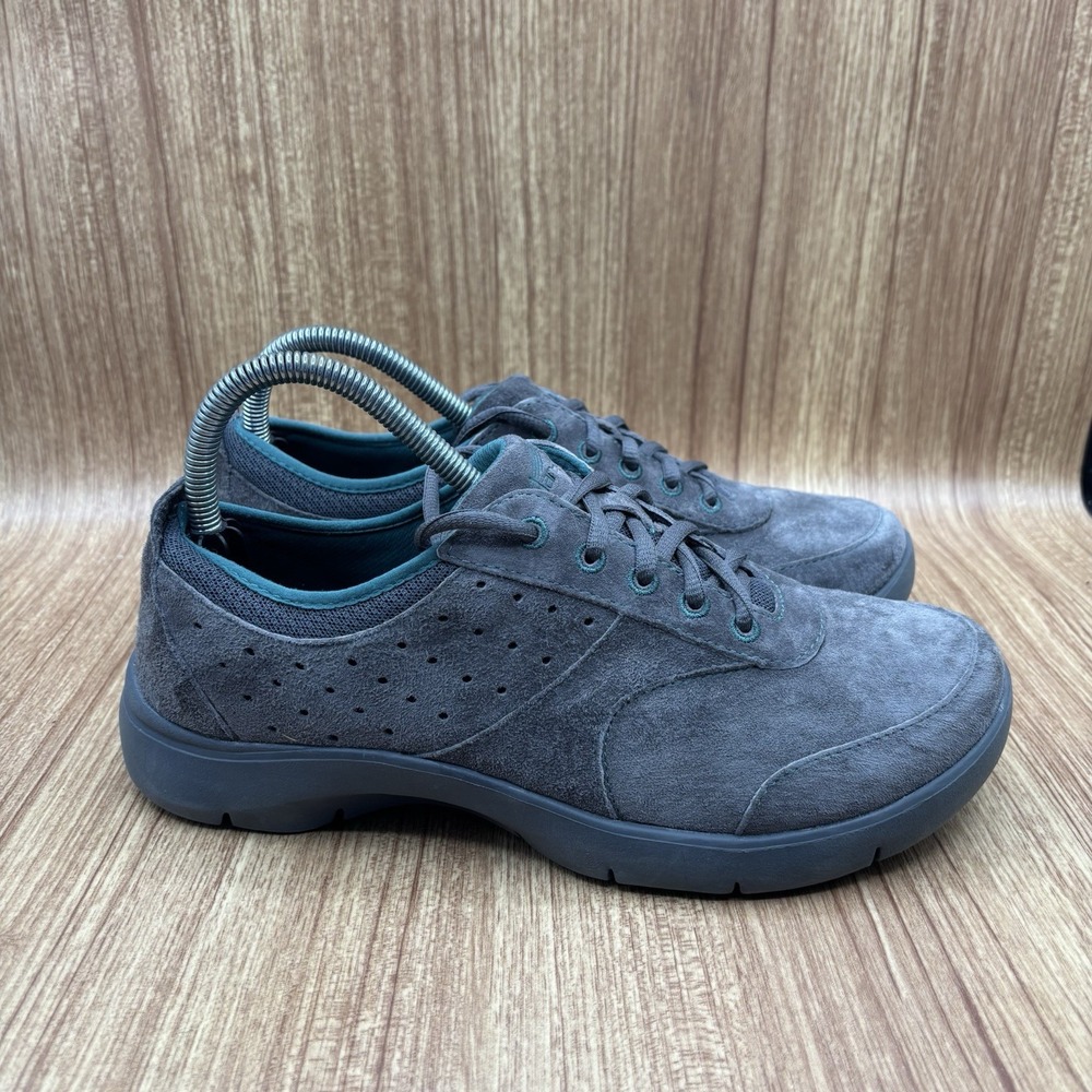 Dansko Walking Shoes Womens 39 Gray Suede Lace Up Slip Resistant Sneakers